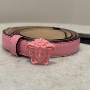Versace Pink Medusa Head Leather Belt